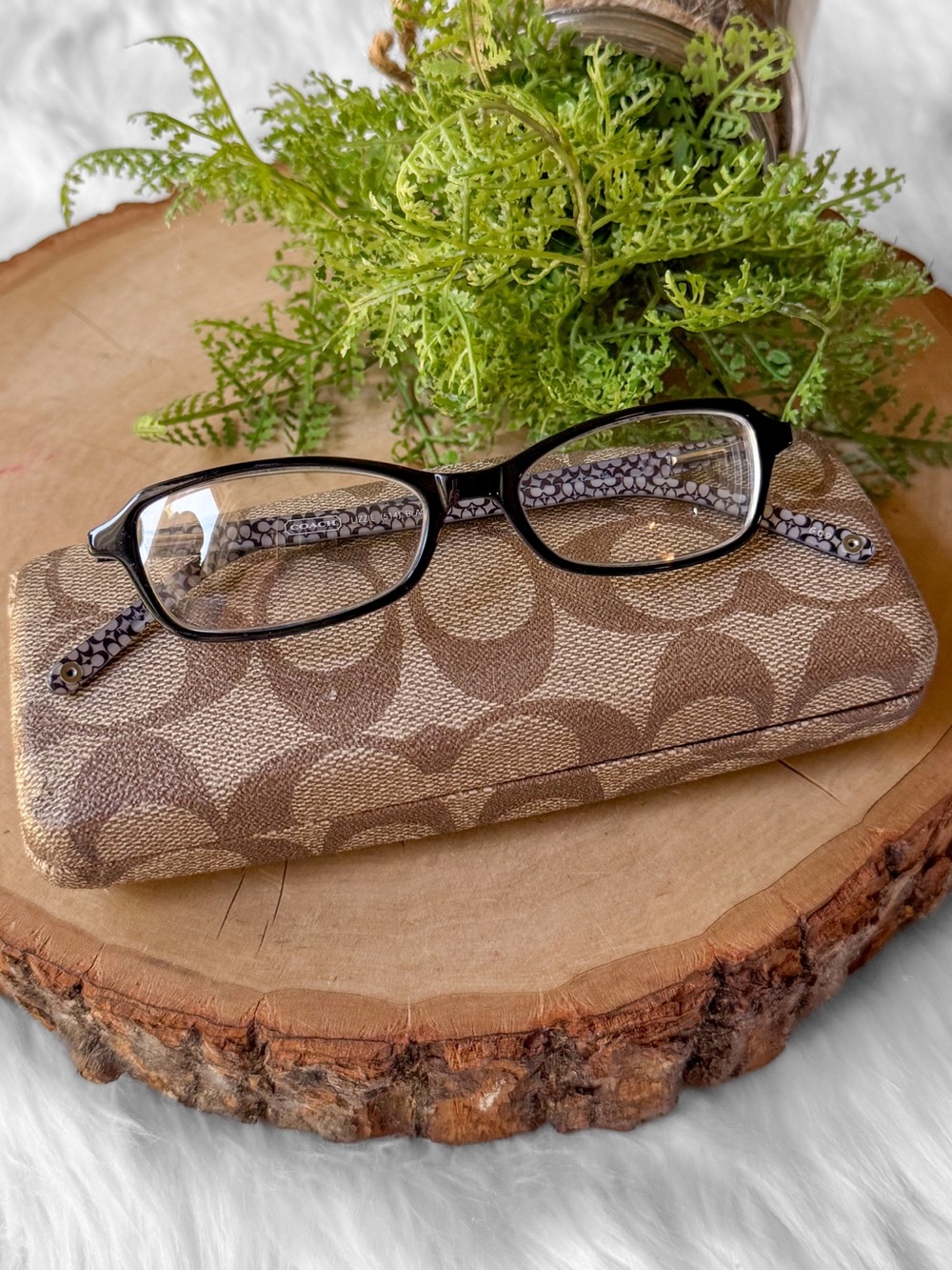 Coach 'Lizzie' Rectangle Eyeglasses 514 Black 48 15 135 w/ Case